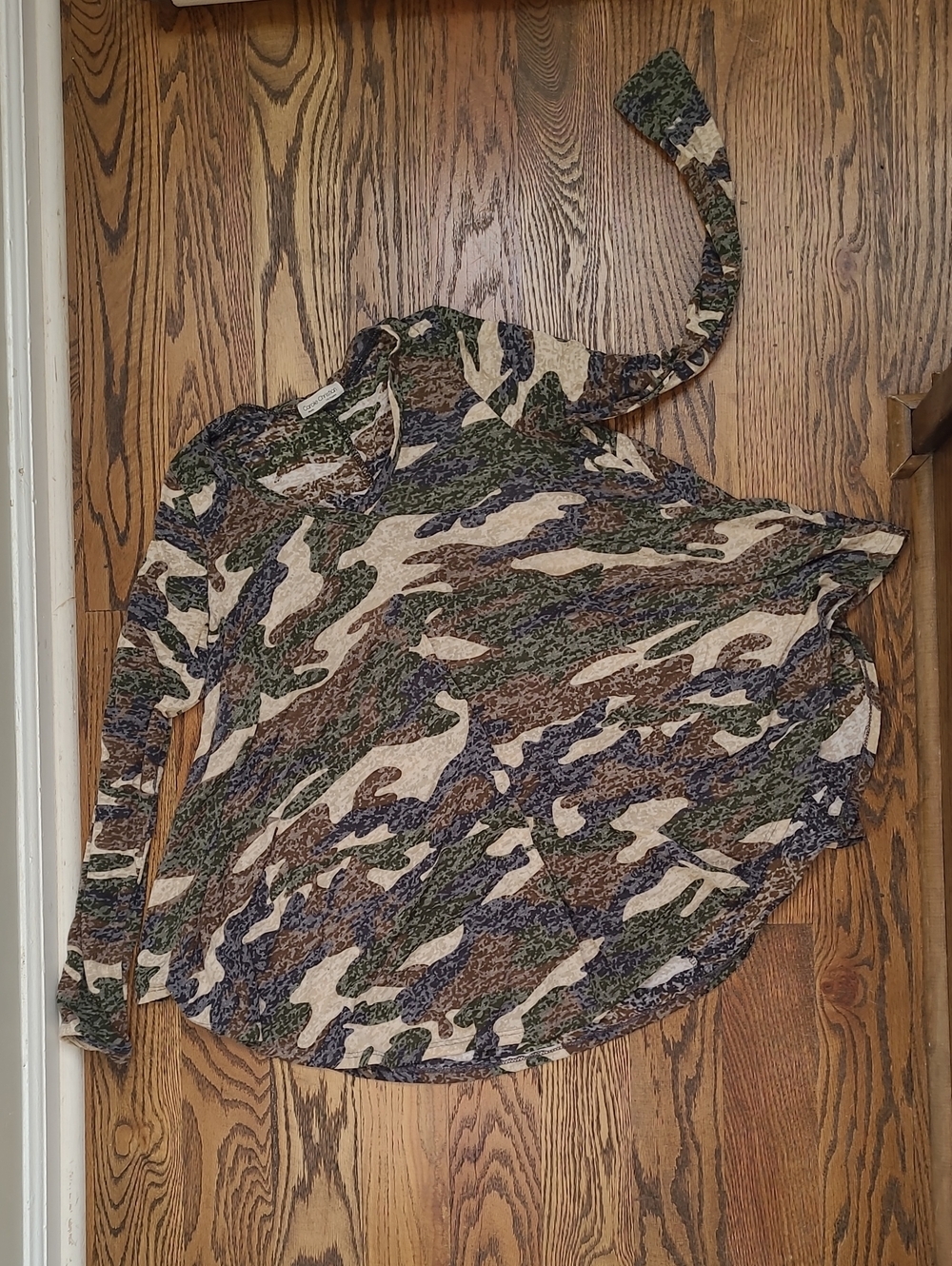 Carole Christian Long Sleeve Flowy Camo Print Top